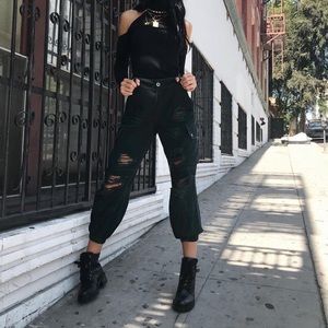 LF distressed black cargo pants